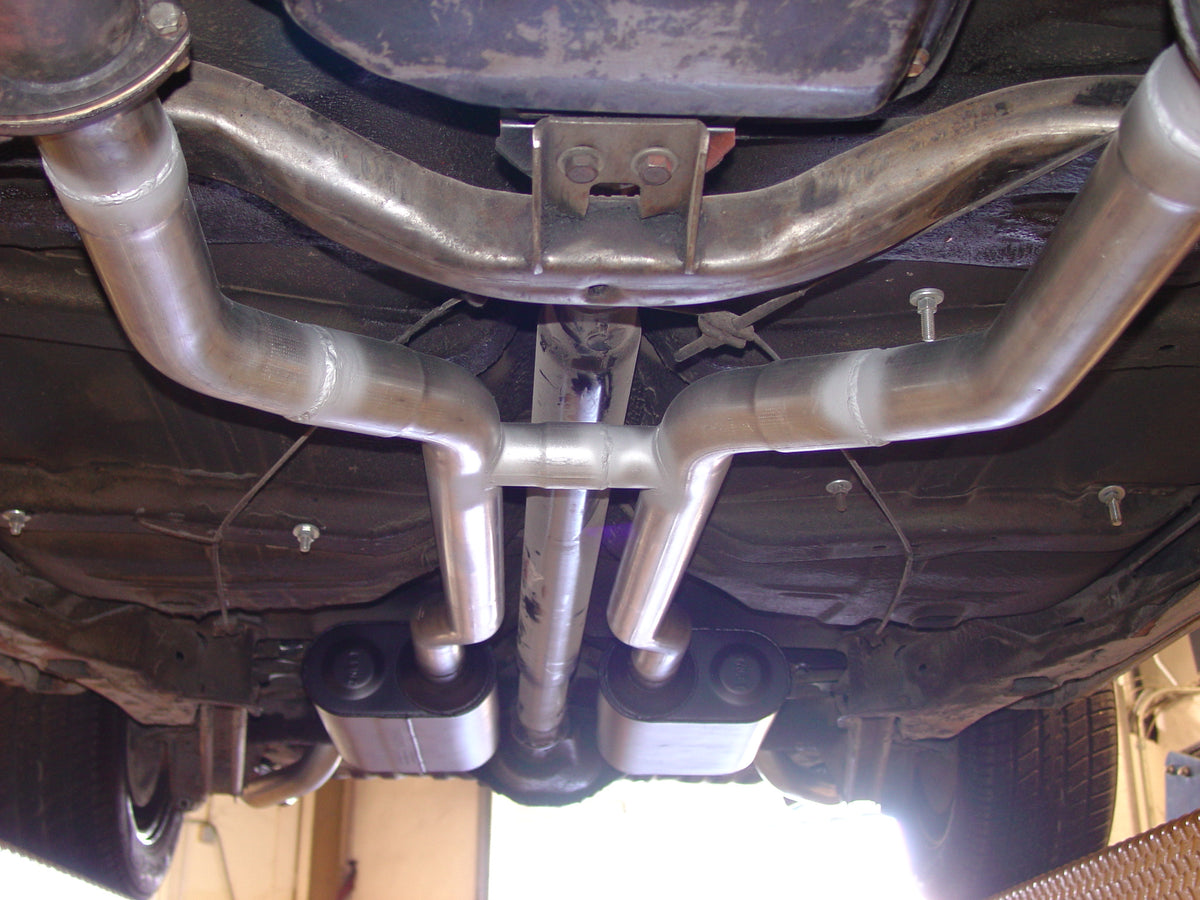 Crossmember-Back Exhaust System Fits 1964-1972 GM A-Body With V8 Engine 2.50 Inch Pipes And Hangers Only Mufflers Sold Separately Flowmaster