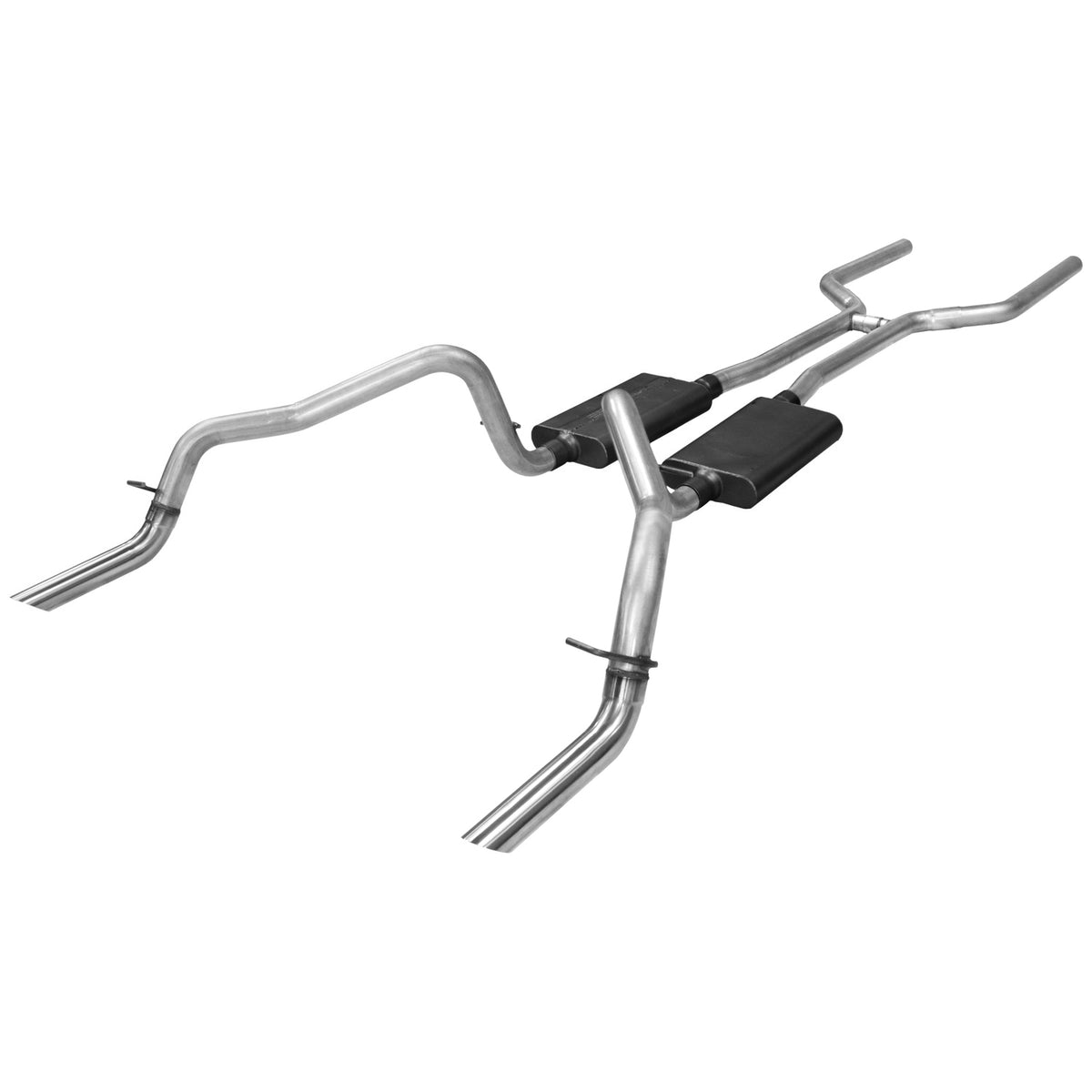 American Thunder Crossmember-Back Exhaust System Fits 1970-1974 Chevrolet Camaro And Pontiac Firebird With V8 Engine 2.50 Inch Aluminized Steel Aggressive To Moderate Sound Flowmaster