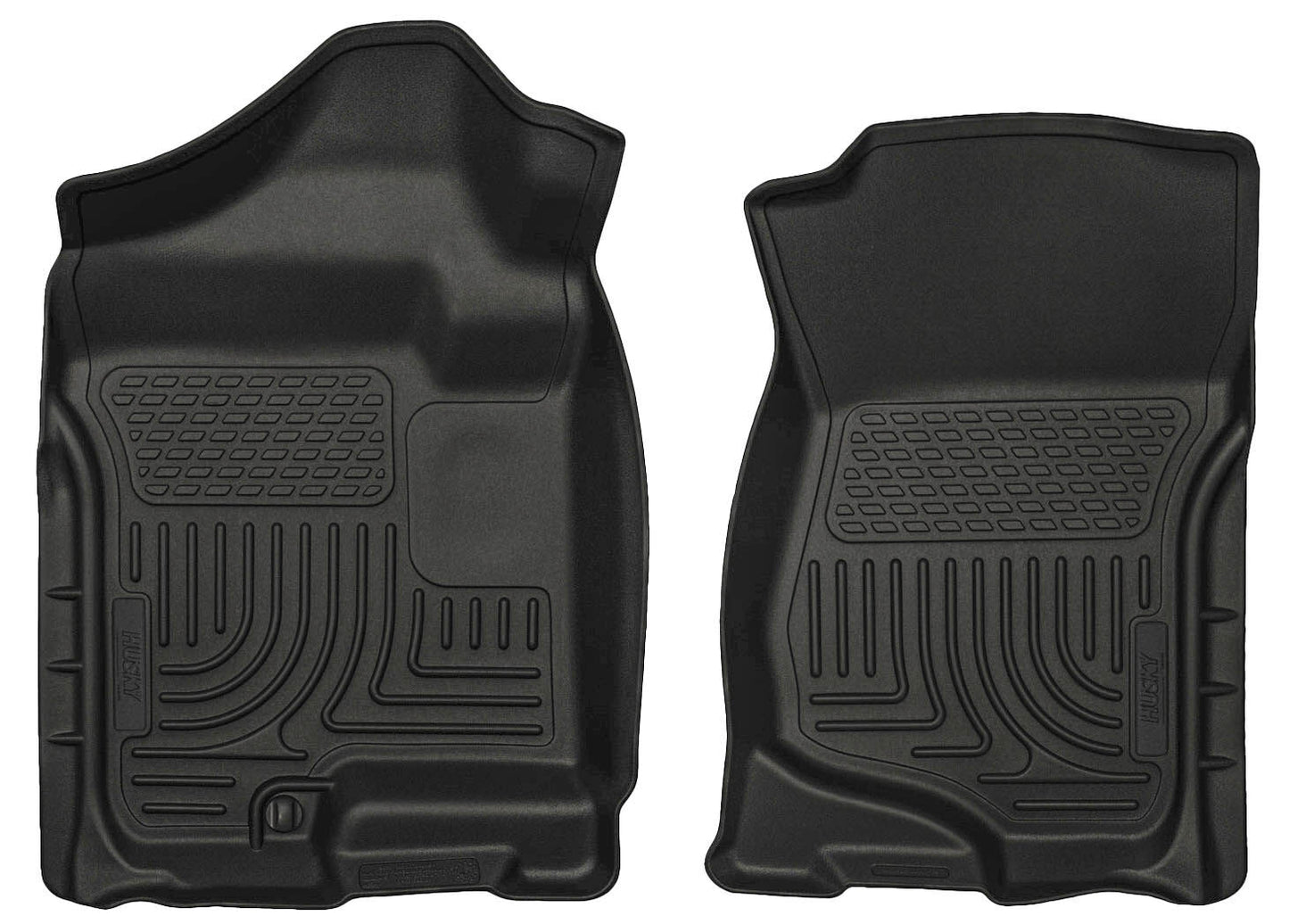 Weatherbeater Front Floor Liners For 2007-2014 Escalade ESV/EXT, Avalanche, Silverado 1500/2500 HD/3500 HD Black Husky Liners