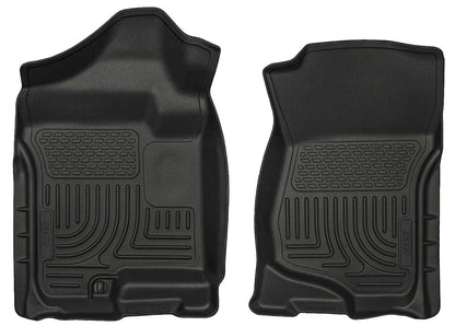 Weatherbeater Front Floor Liners For 2007-2014 Escalade ESV/EXT, Avalanche, Silverado 1500/2500 HD/3500 HD Black Husky Liners