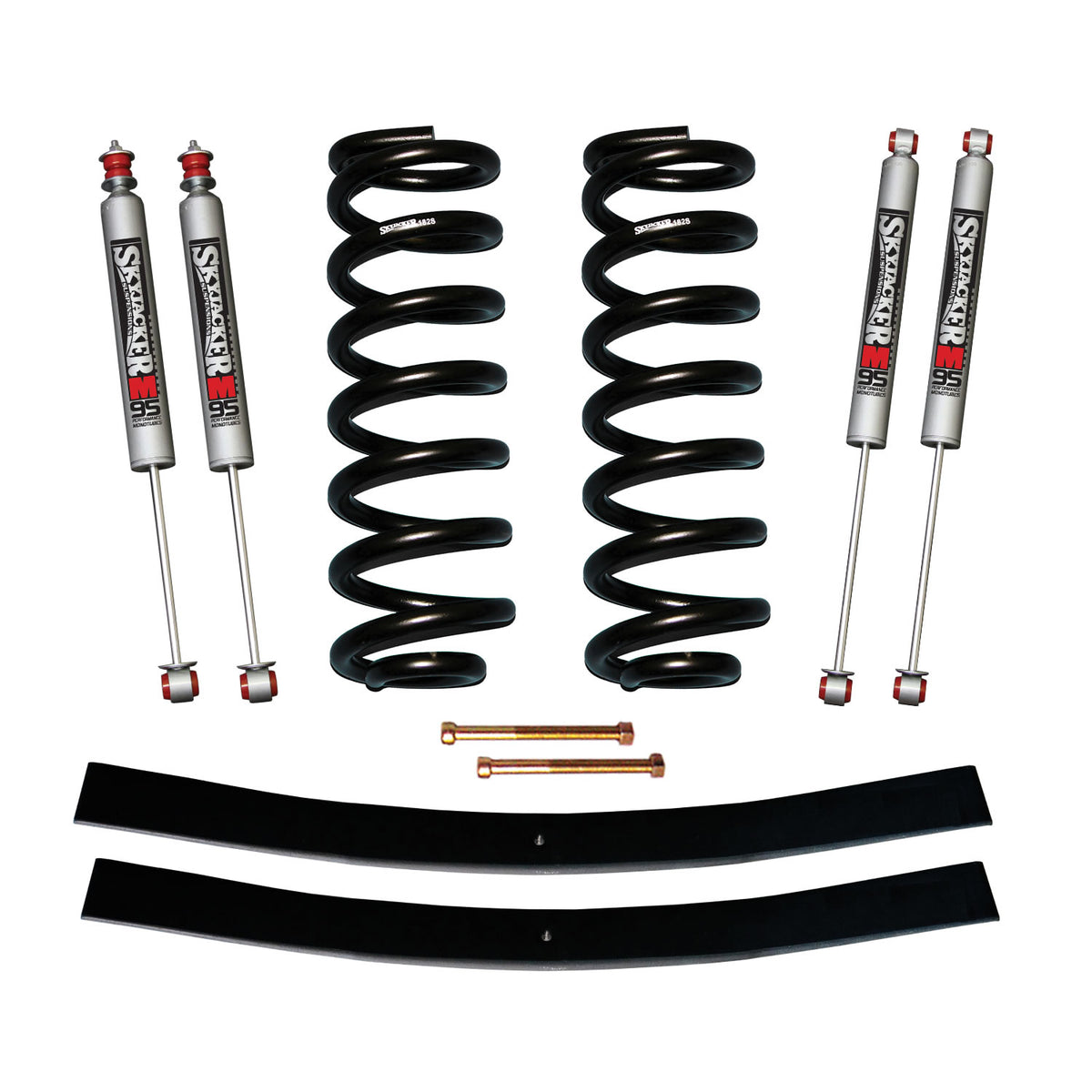 Suspension Lift Kit w/Shock M95 Performance Shocks 1.5-2 Inch Lift Incl. Front Coil Springs Rear Add-A-Leafs Skyjacker