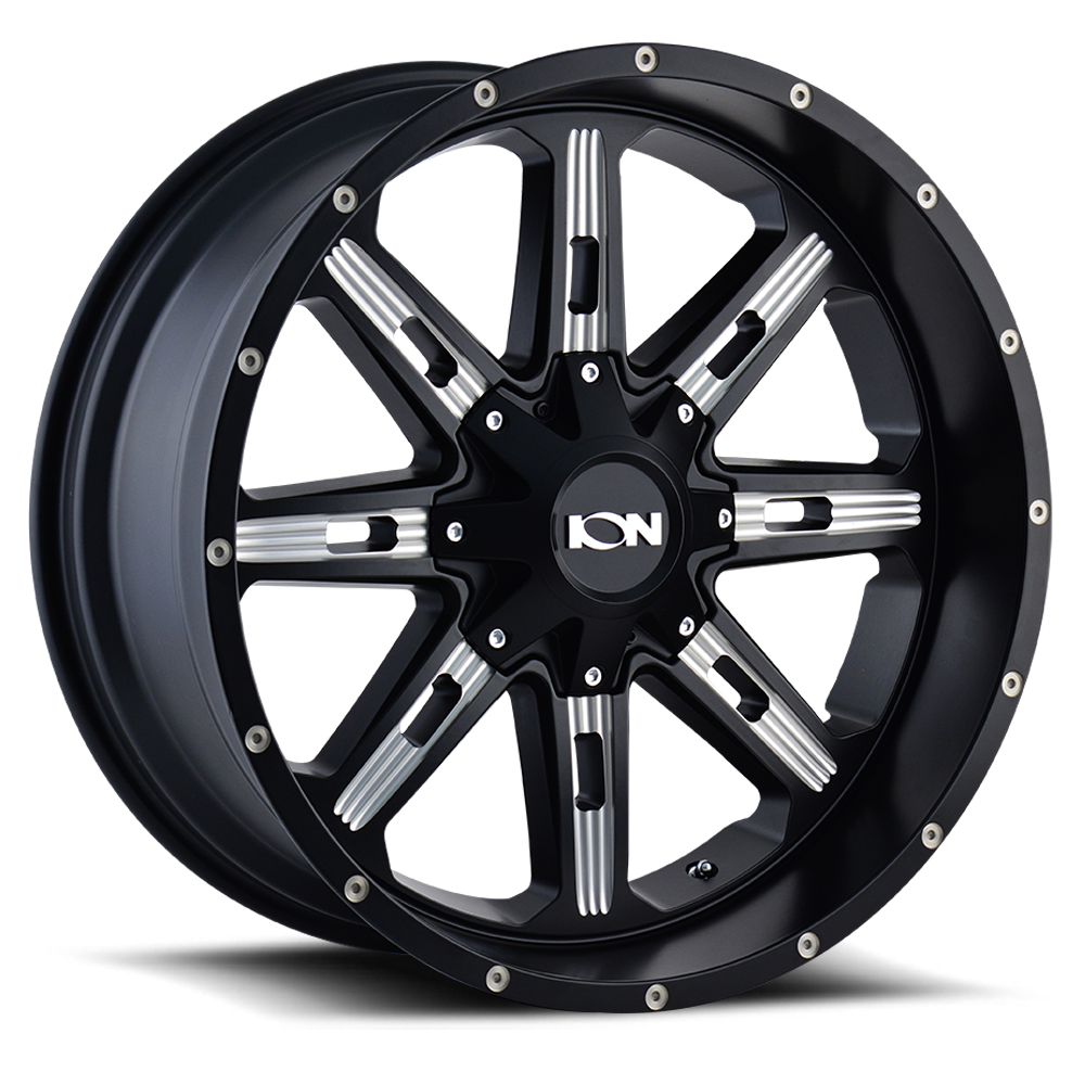 Cast Aluminum Wheels 184 SB 18x9 Milled Spokes Satin Black ION Wheels