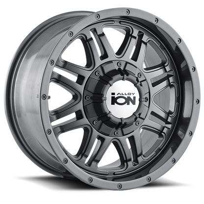 Cast Aluminum Wheels 186 GY 17x8 Gunmetal Gray ION Wheels