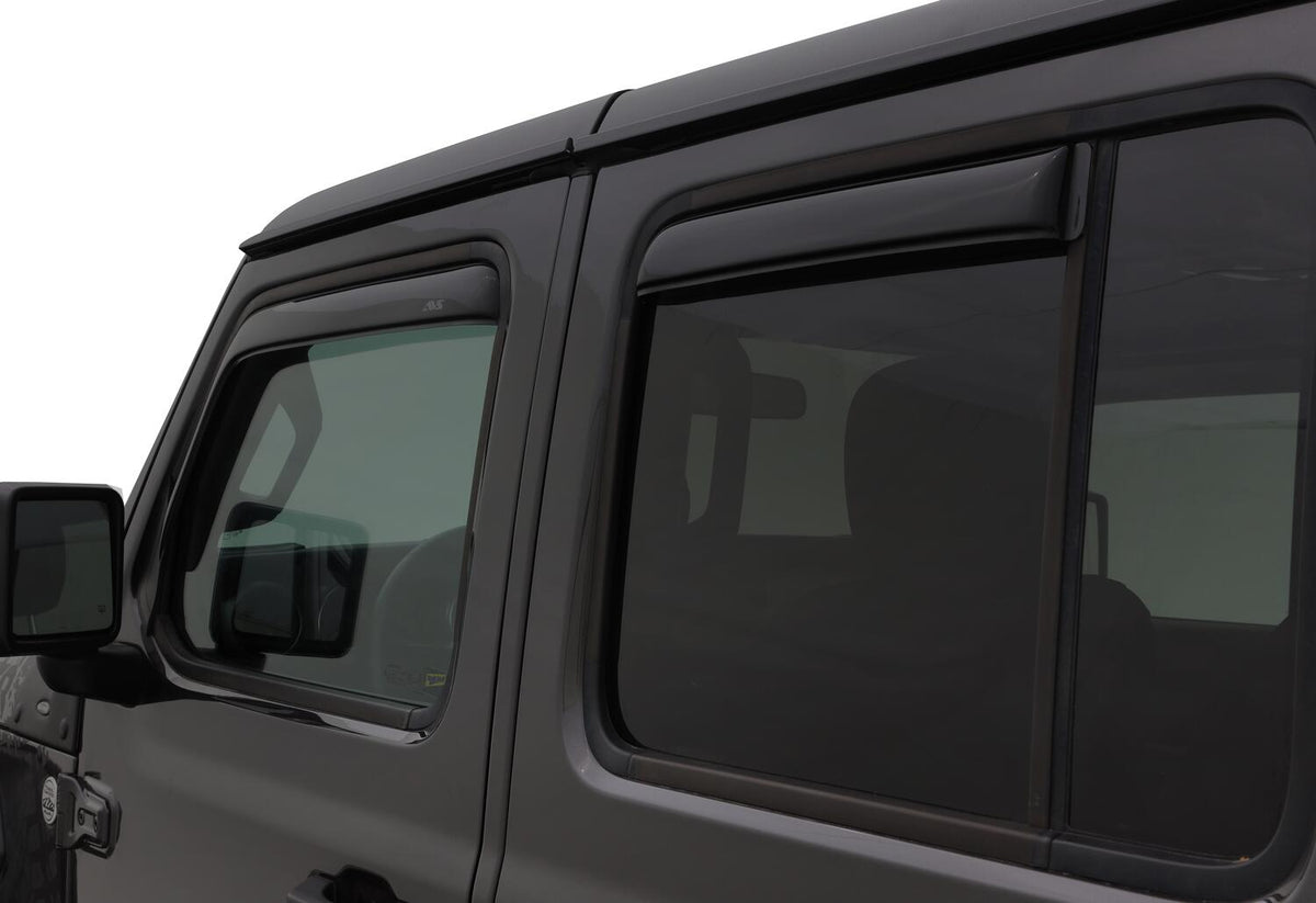 In-Channel Ventvisor Side Window for 2018-2026 Jeep Wrangler Unlimited and More Door Smoke In-Channel 4 Piece AVS