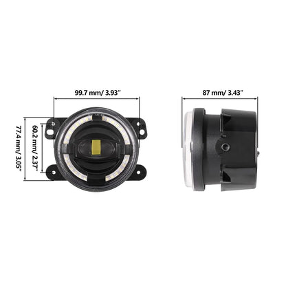 (2pcs/set) 4" 60W LED Fog Lights with White Halo Ring DRL for Jeep Wrangler JK/ Jeep Grand Cherokee/ Dodge