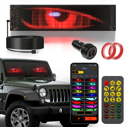 🆕 Single Pack LED Flexible Programmable Car Screen Light USB APP Control Devil's Eye Atmosphere 14.72x3.62in for Windshield Decoration