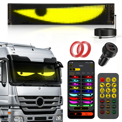🆕Single Pack Devil's Eye Atmosphere Light Flexible Programmable USB APP Control Car LED Screen 23.42x4.72in for Windshield Decoration