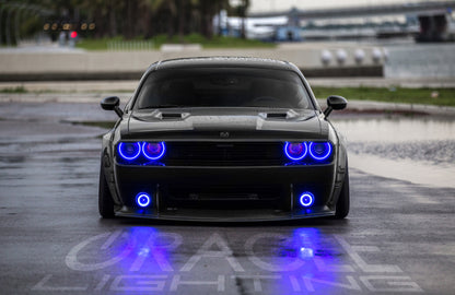 Oracle Dodge Challenger 08-14 LED Waterproof Fog Halo Kit - ColorSHIFT