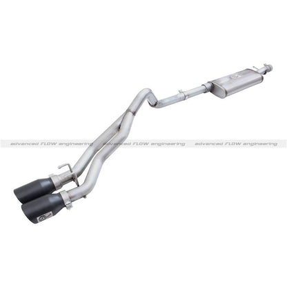 aFe Rebel Series Exht 3in SS Middle Side Exit CB w/ Black Tips 11-14 Ford F150 Ecoboost V6 3.5L (tt)