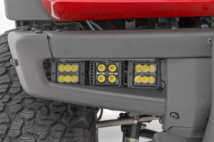 LED Light Kit | Fog Mount | Triple 2" Black Pair | Flood | Ford Bronco (21-26)
