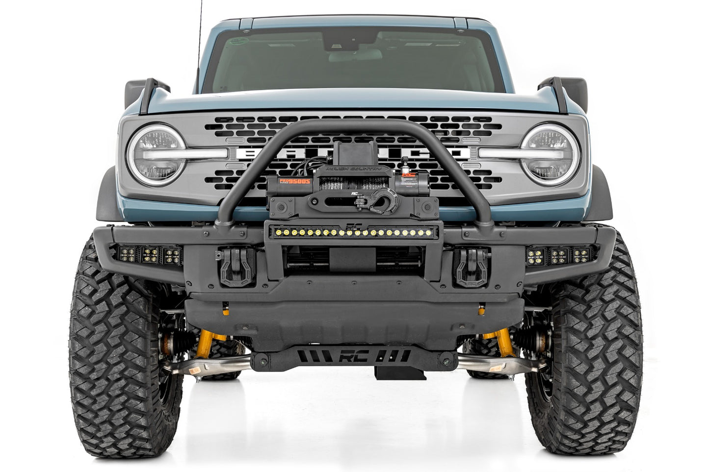 High Winch Mount | All Models | 12000S | 20 Inch Black Single Row LED | Ford Bronco (21-26)