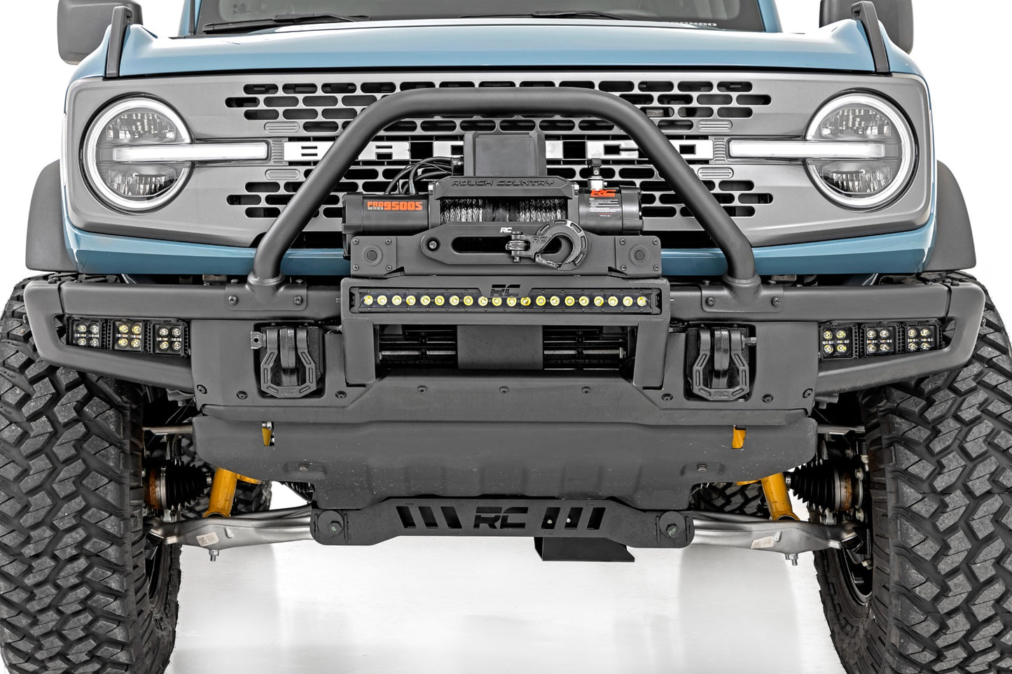High Winch Mount | All Models | 20 Inch Black Single Row LED | Ford Bronco (21-26)