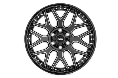 Rough Country 95 Series Wheel | One-Piece | Gloss Black Machined | 20x10 | 8x6.5 | -19mm