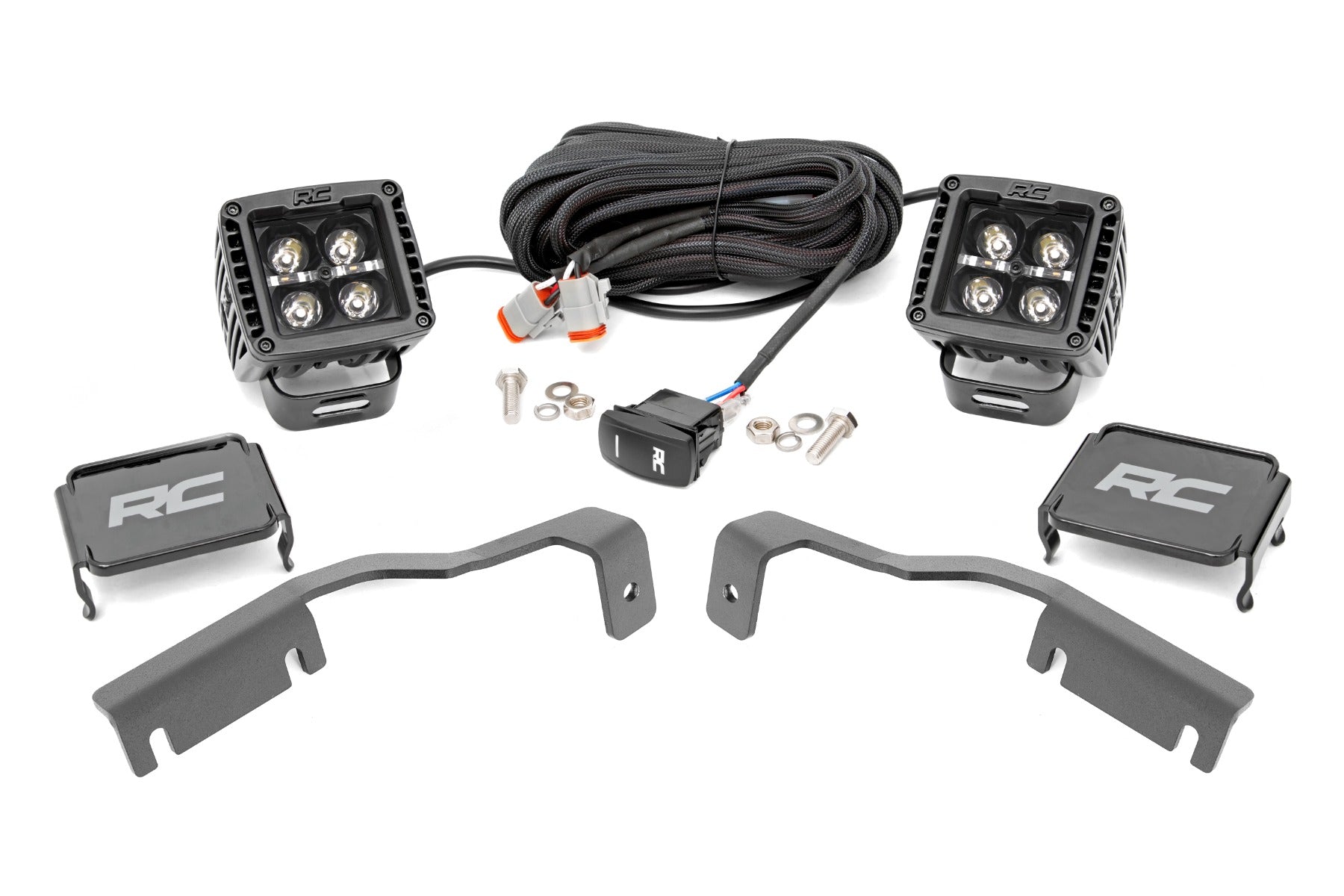 LED Light Kit | Ditch Mount | 2" Black Pair | Amber DRL | Nissan Frontier (22-26)
