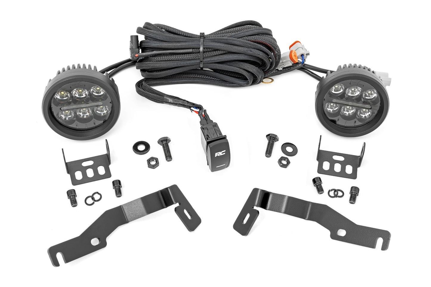 LED Light Kit | Ditch Mount | Black Series Round | 3.5 Inch | Amber DRL | Toyota Tacoma (24-26)