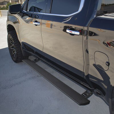 RealTruck VoltStep Electric Running Board Kit Textured Black 2019-2026 Silverado/Sierra 1500/2500 HD Go Rhino