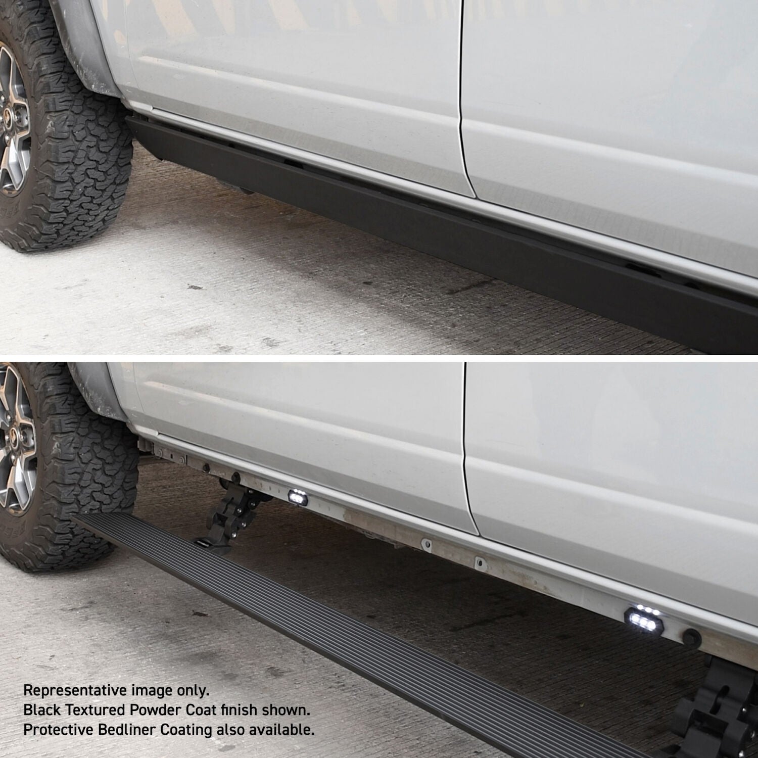 RealTruck VoltStep Electric Running Board Kit Protective Bedliner Coating 2019-2026 Silverado/Sierra 1500/2500 HD Crew Cab Go Rhino