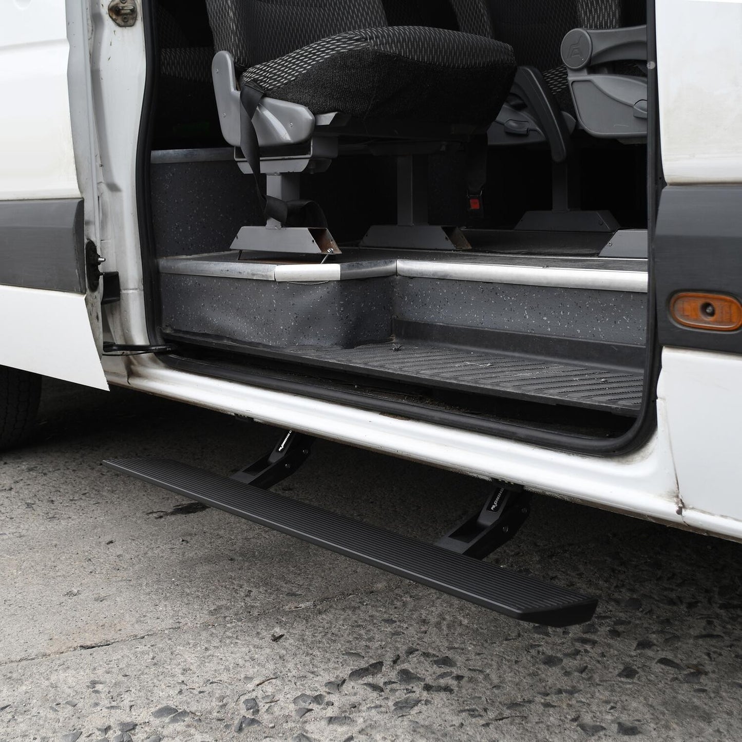 RealTruck VoltStep Electric Running Board Kit Textured Black 2013-2018 Mercedes-Benz Sprinter 2500/3500 Go Rhino