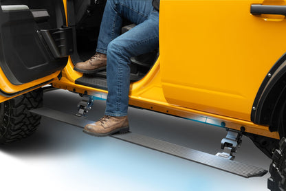 RealTruck VoltStep Electric Running Board Kit Textured Black 2021-2025 Ford Bronco 4 door Go Rhino
