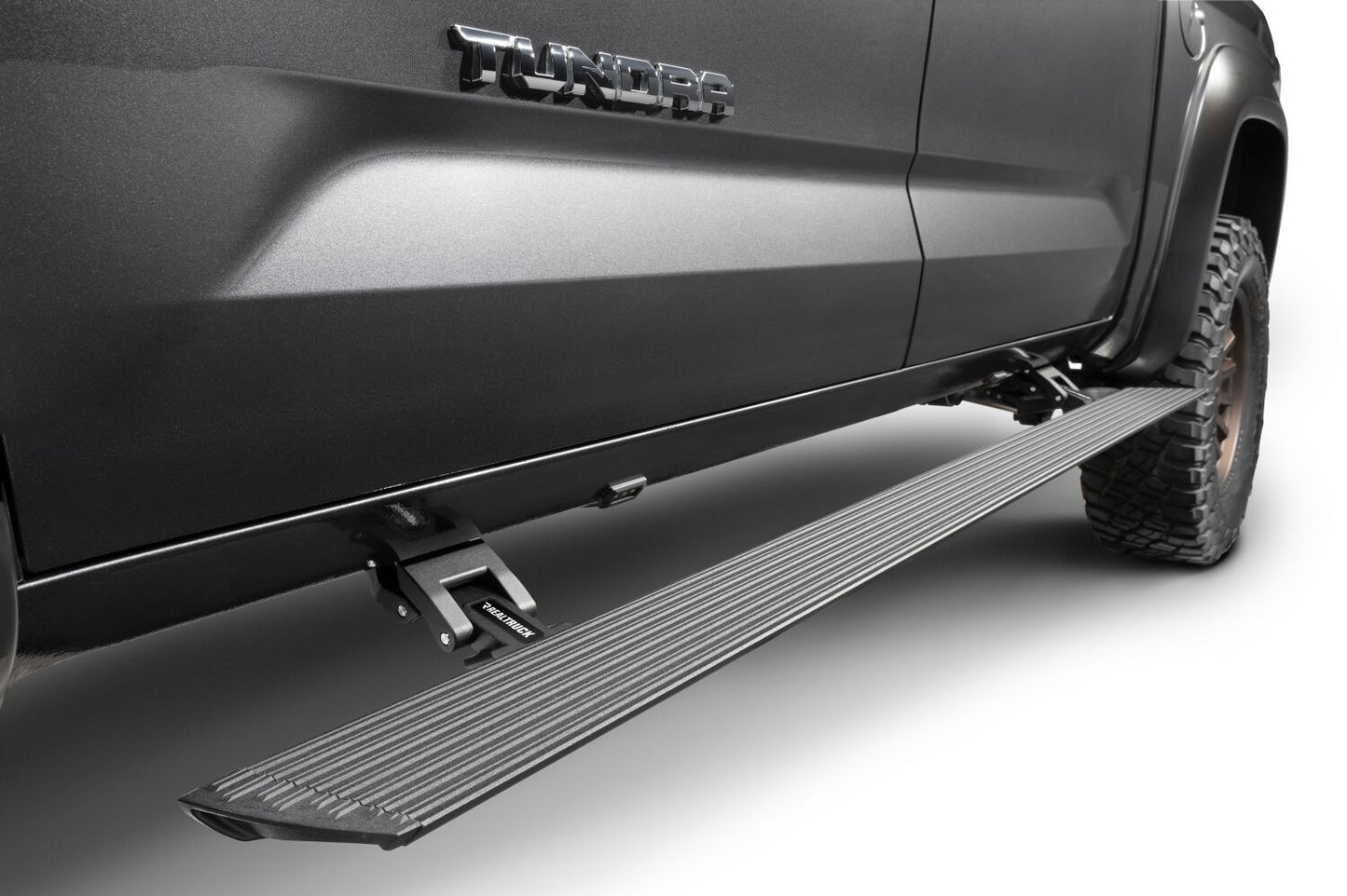 RealTruck VoltStep Electric Running Board Kit Textured Black 2022-2026 Toyota Tundra FULL HYBRID EV-Gas Go Rhino