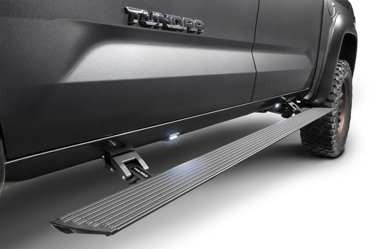 RealTruck VoltStep Electric Running Board Kit Textured Black 2022-2026 Toyota Tundra FULL HYBRID EV-Gas Go Rhino