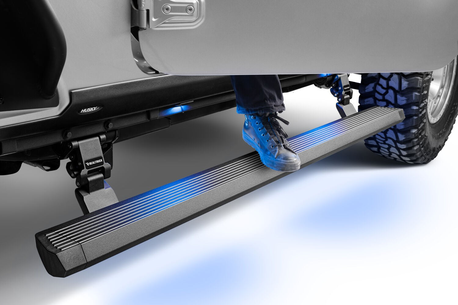 RealTruck VoltStep Electric Running Board Kit Textured Black 2018-2026 Jeep Wrangler Go Rhino