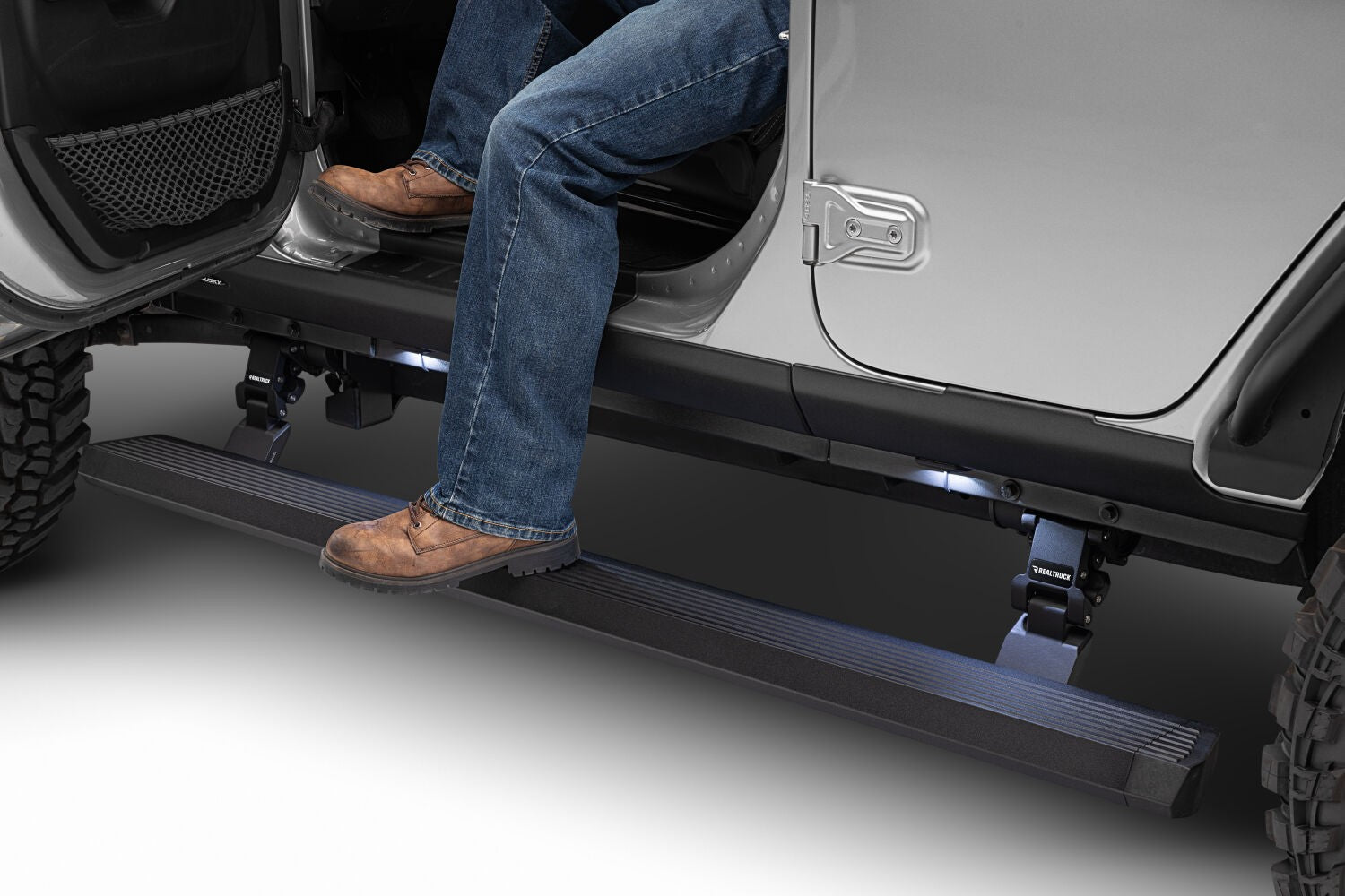 RealTruck VoltStep Electric Running Board Kit Textured Black 2018-2026 Jeep Wrangler Go Rhino