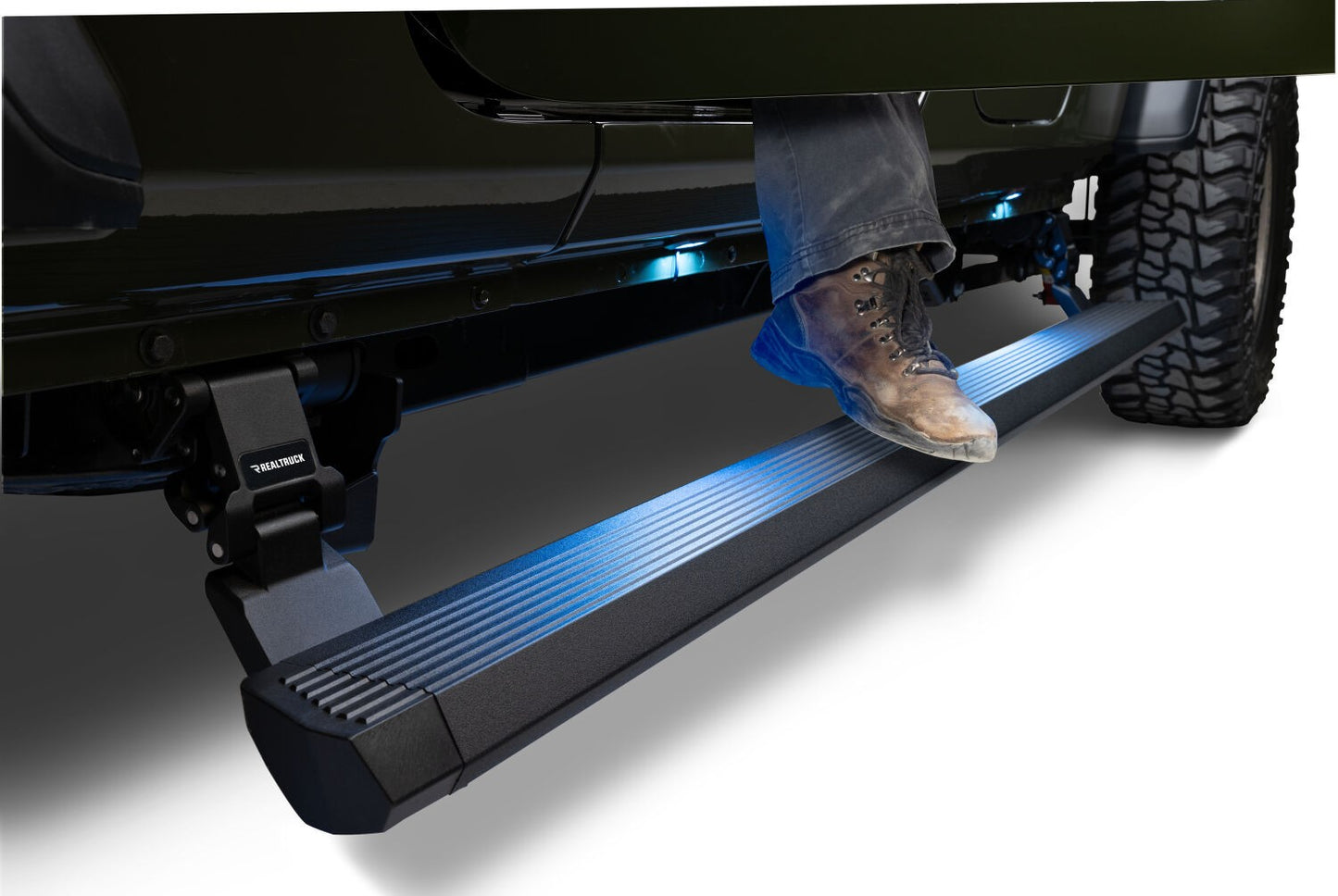 RealTruck VoltStep Electric Running Board Kit Textured Black 2020-2025 Jeep Gladiator Go Rhino