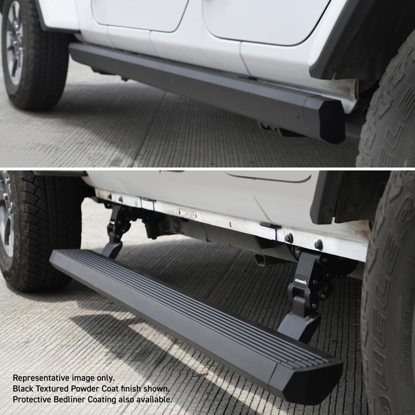 RealTruck VoltStep Electric Running Board Kit Textured Black 2020-2025 Jeep Gladiator Go Rhino
