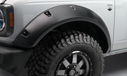 Black Pocket/Rivet Style Textured Finish 4-Piece Fender Flare Set For 2021-2023 Ford Bronco, 4-Dr Bushwacker