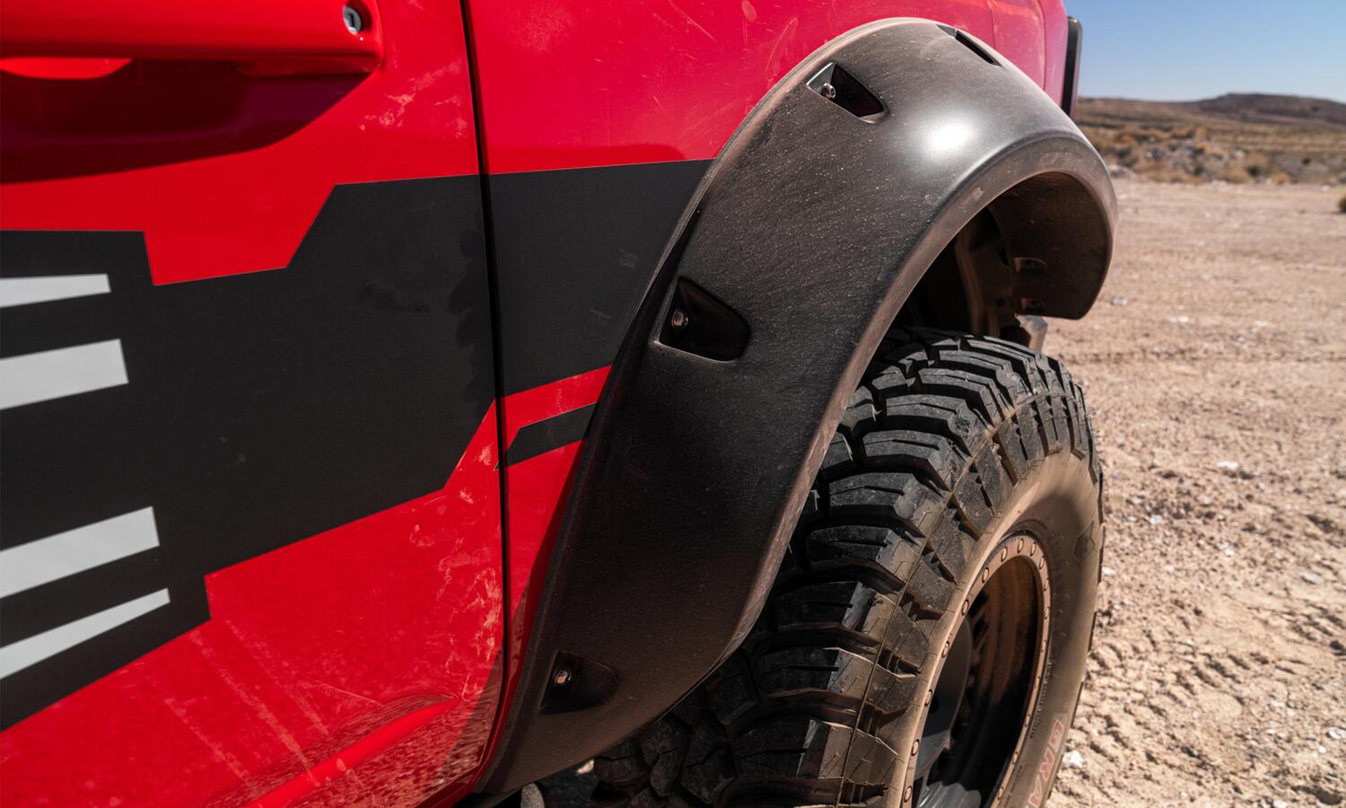 Black Pocket/Rivet Style Textured Finish 4-Piece Fender Flare Set For 2021-2023 Ford Bronco, 4-Dr Bushwacker
