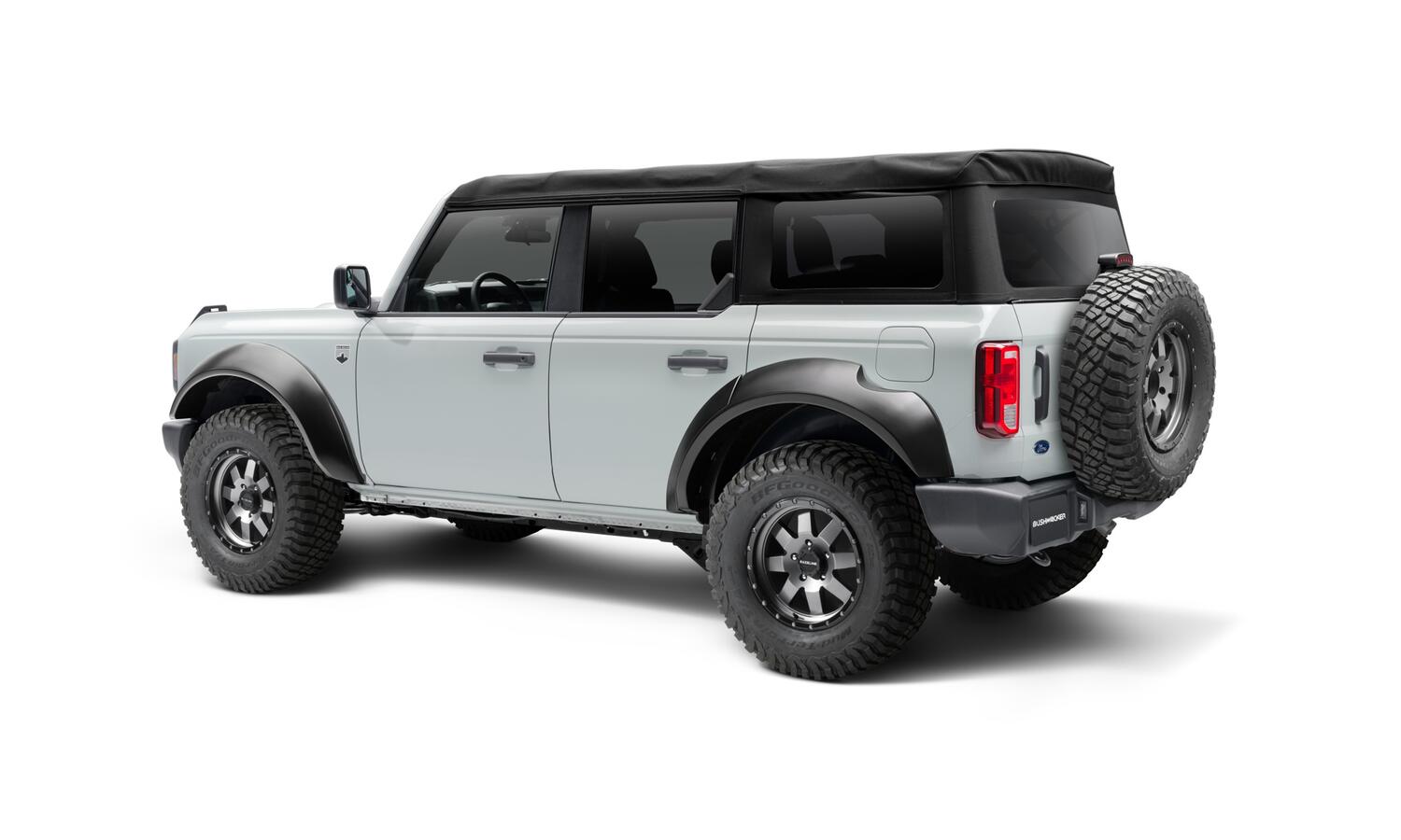Black Extendafender Style Smooth Finish 4-Piece Fender Flare Set For 2021-2023 Ford Bronco, 4-Dr Bushwacker