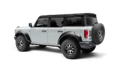 Black Extendafender Style Smooth Finish 4-Piece Fender Flare Set For 2021-2023 Ford Bronco, 4-Dr Bushwacker