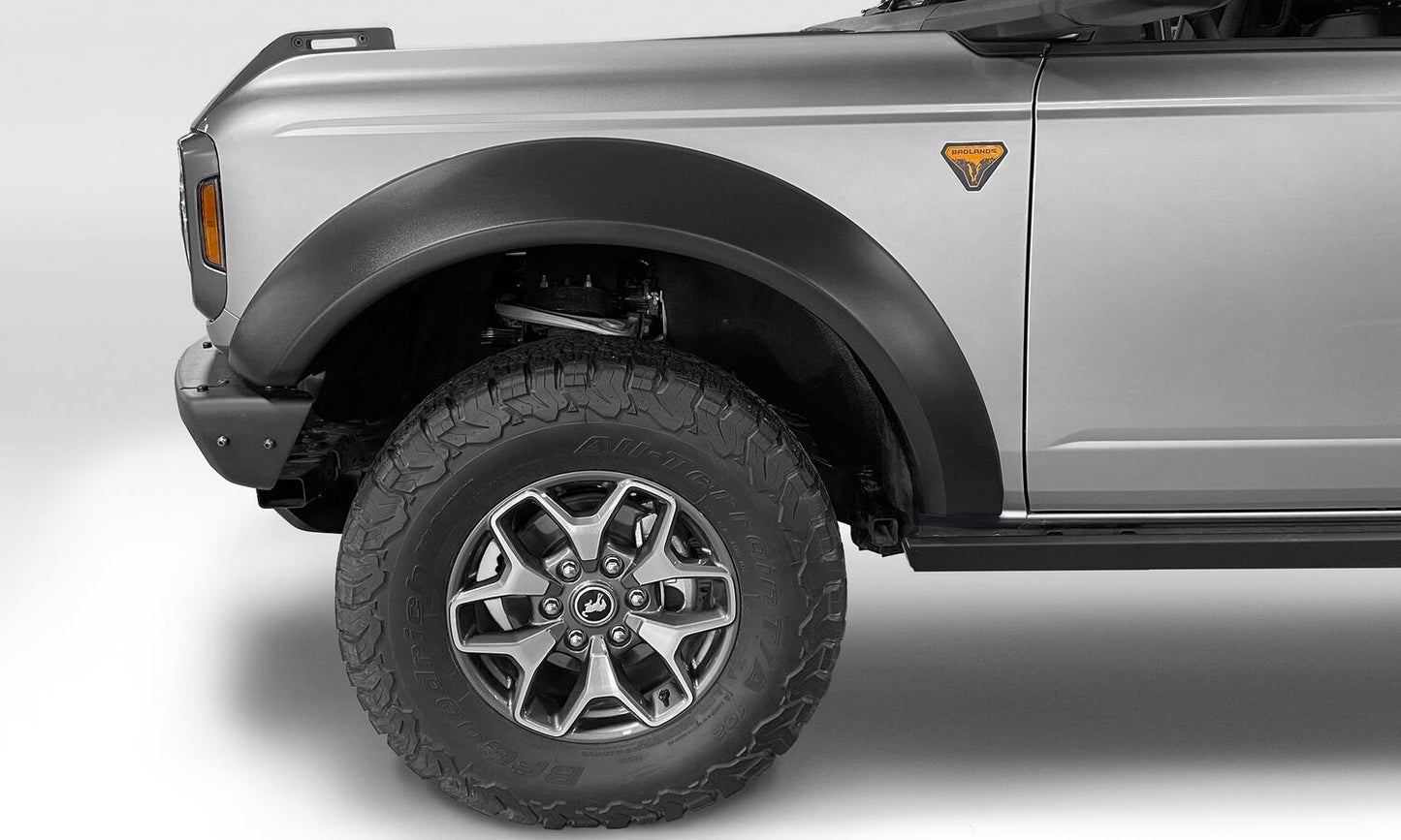 Black Extendafender Style Smooth Finish 4-Piece Fender Flare Set For 2021-2023 Ford Bronco, 4-Dr Bushwacker