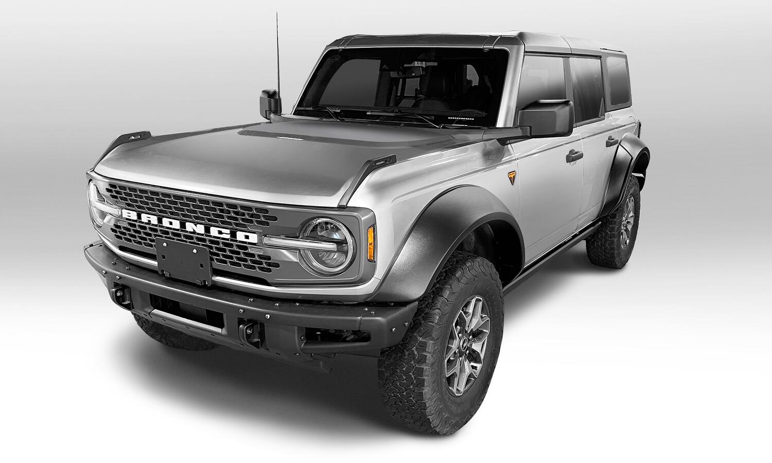 Black Extendafender Style Smooth Finish 4-Piece Fender Flare Set For 2021-2023 Ford Bronco, 4-Dr Bushwacker