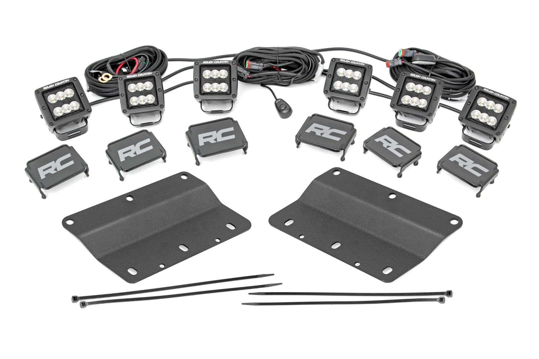 LED Light Kit | Fog Mount | Triple 2" Black Pair | Flood | Ford Bronco (21-26)