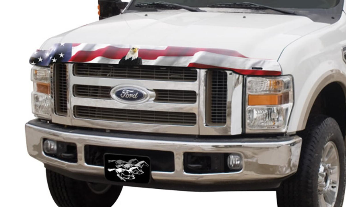 Vigilante Premium Hood Protector American Flag w/Eagle for 2011-2015 Ford Explorer (Excludes Sport Model) Stampede