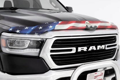Vigilante Premium Hood Protector American Flag w/Eagle for 2002-2008 Dodge Ram 1500 2003-2009 Dodge Ram 2500/3500 (Center Only - Behind Grille) Stampede