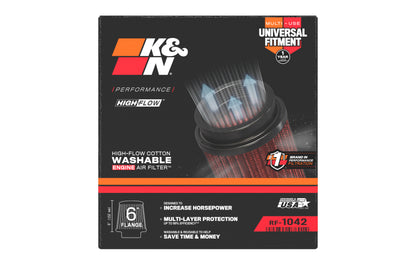 K&N Round Tapered Universal Air Filter 6in Flange ID x 7.5in Base OD x 5in Top OD x 6.5in Height