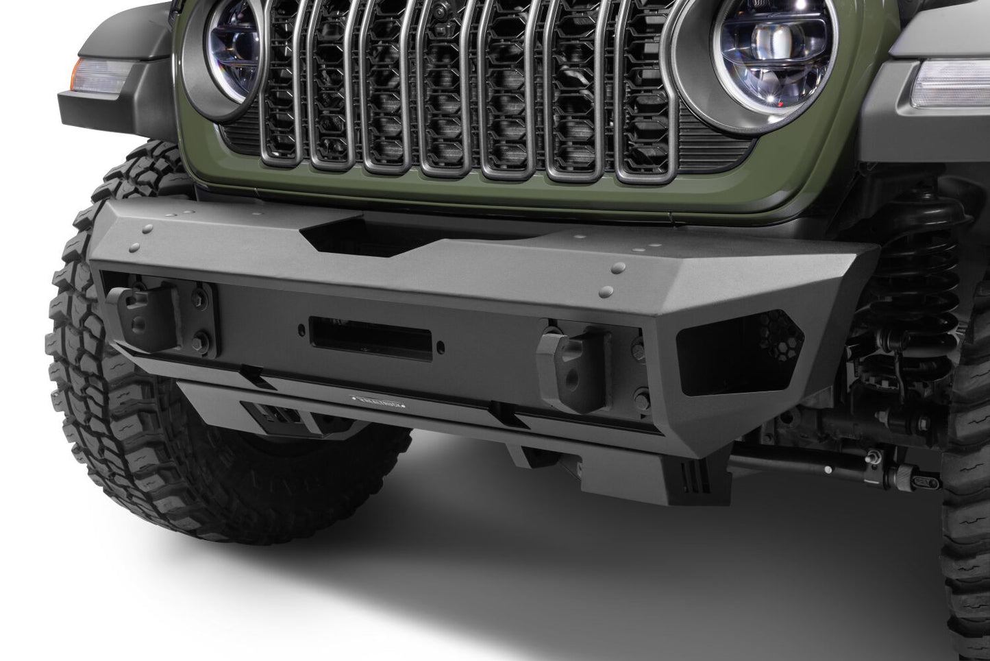 Trailline Front Stubby Bumper Textured Black 2018-2026 Jeep Wrangler JL 2020-2025 Jeep Gladiator Go Rhino