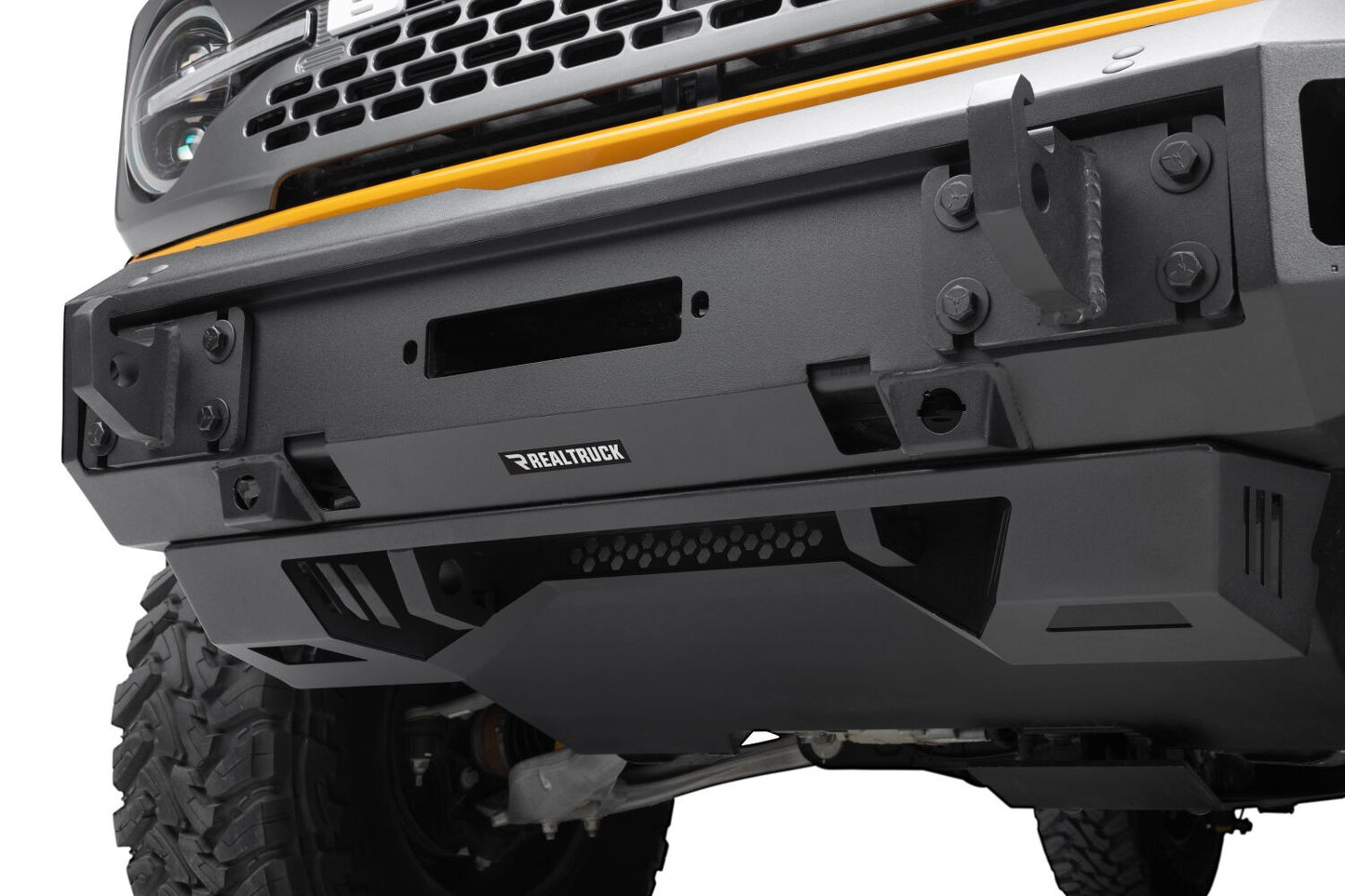 Trailline Bumper Fairlead Mount Plate Textured Black 2021-2025 Ford Bronco Go Rhino