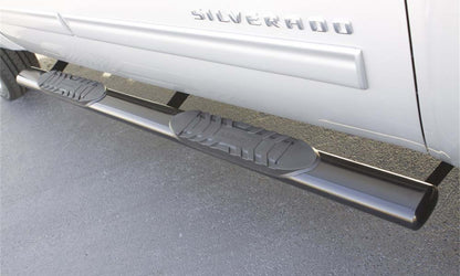 5 Inch Oval Straight Nerf Bars Polished Stainless 2007-2019 Silverado/Sierra 1500/2500 HD/3500 HD Extended Cab Lund