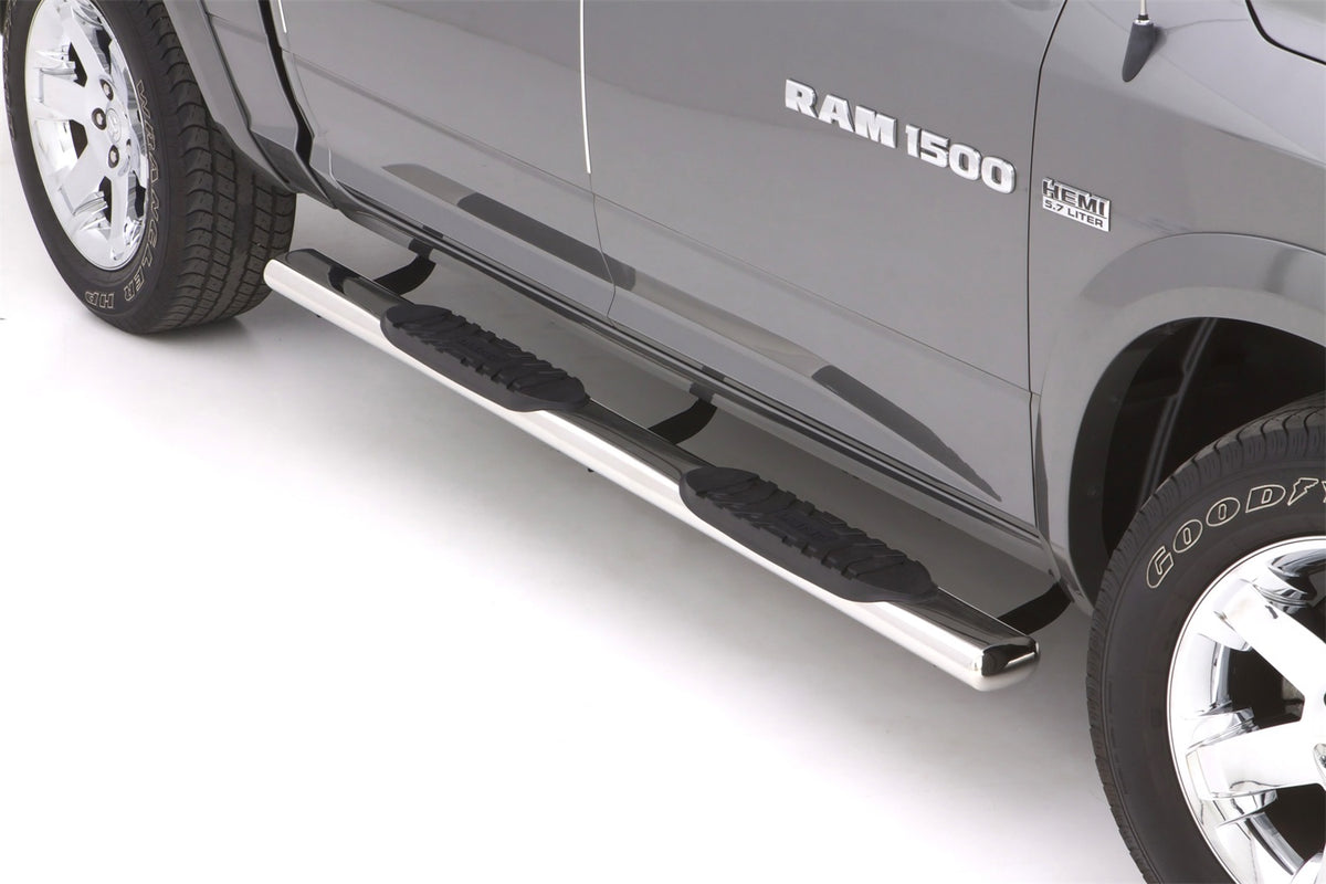 5 Inch Oval Straight Nerf Bars Polished Stainless 2009-2024 Dodge Ram 1500/2500/3500/4500/5500 Cab & Chassis Crew Cab Lund