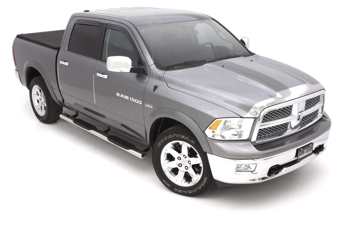 5 Inch Oval Straight Nerf Bars Polished Stainless 2009-2024 Dodge Ram 1500/2500/3500/4500/5500 Cab & Chassis Crew Cab Lund
