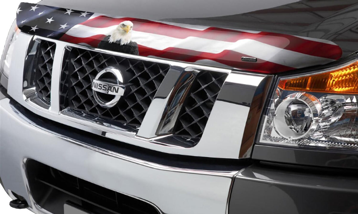 Hood Protector American Flag w/Eagle for 16-25 Nissan Titan XD Stampede