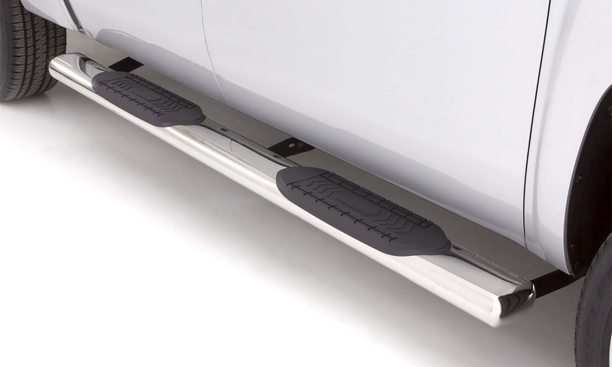 6 Inch Oval Straight Nerf Bars Polished Stainless 2019-2026 Silverado/Sierra 1500/2500/3500 Double Cab Lund