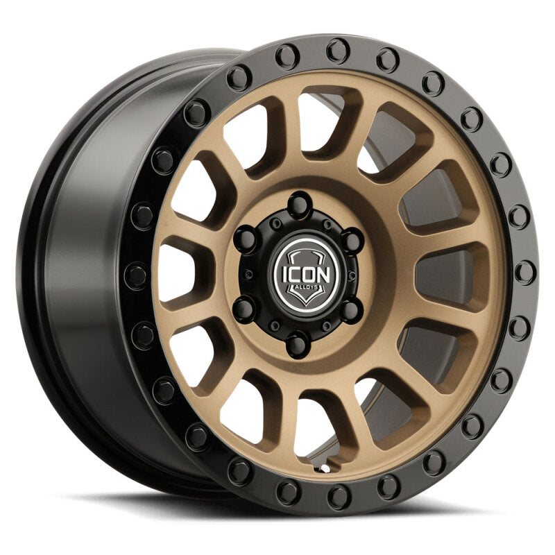 ICON Hulse 17x8.5 / 6x5.5 / 0mm / 4.75in BS Satin Bronze w/ Gloss Black Lip