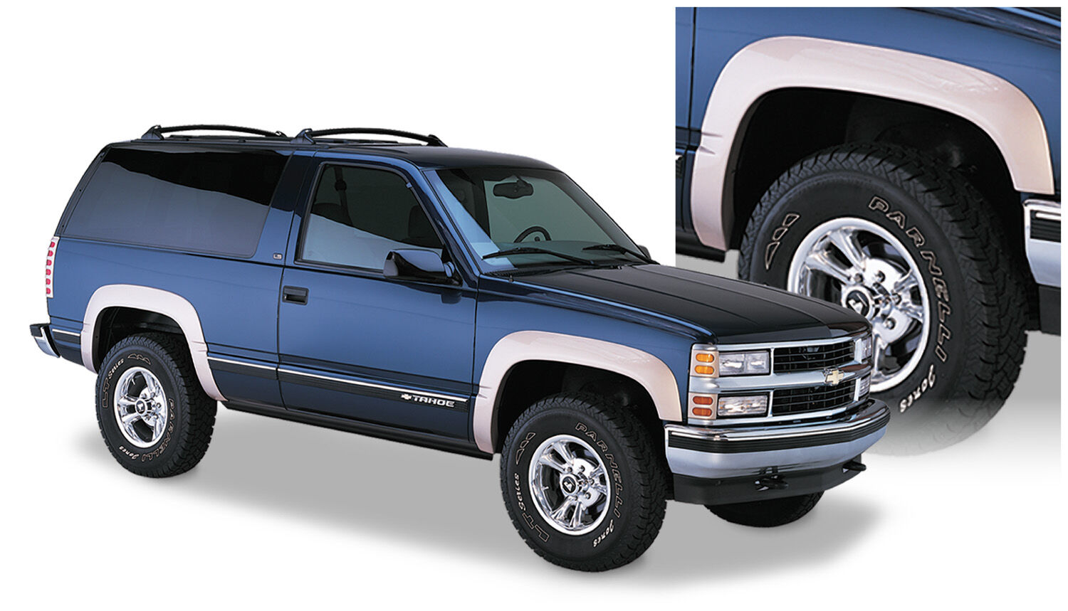 OE Style Fender Flares Black Smooth Finish 4-Piece Set For 1988-2000 C1500 Suburban, C2500, K1500, K2500, R2500, C3500, K3500, Yukon, Tahoe Husky Liners