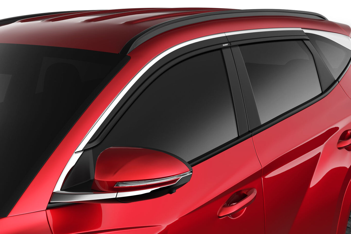 Husky Low Profile Ventvisor Deflector Smoke with Chrome Trim Outside Mount 4 Piece set For 2022-2023 Tucson Husky Liners