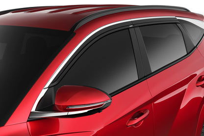 Husky Low Profile Ventvisor Deflector Smoke with Chrome Trim Outside Mount 4 Piece set For 2022-2023 Tucson Husky Liners
